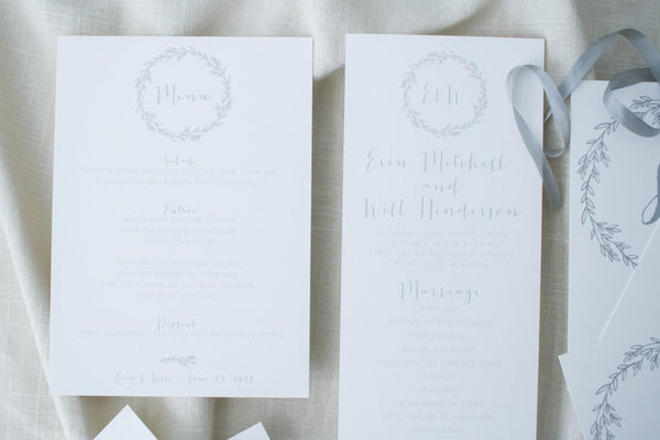 Erin Menus - Salt + Paperie