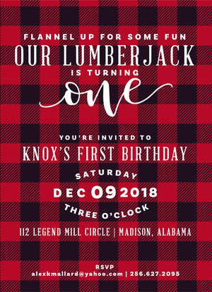 Flannel Fun Birthday Invitation